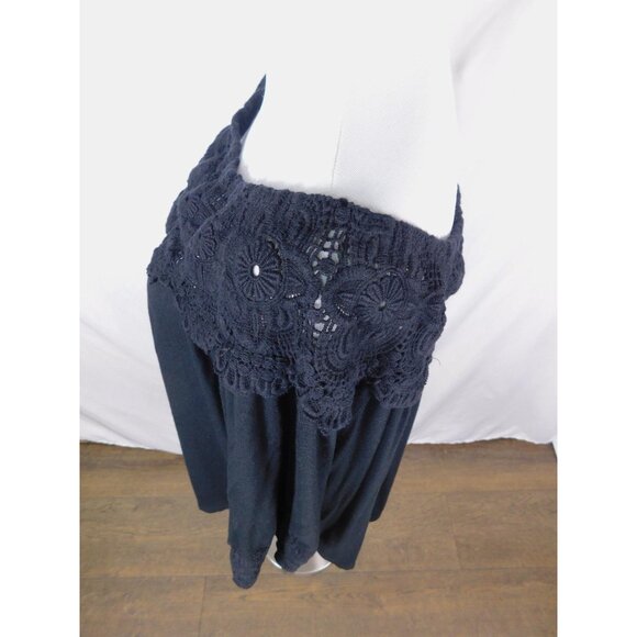 Peck & Peck Black Crochet Off Shoulder Top Boho Witch M - Picture 4 of 11